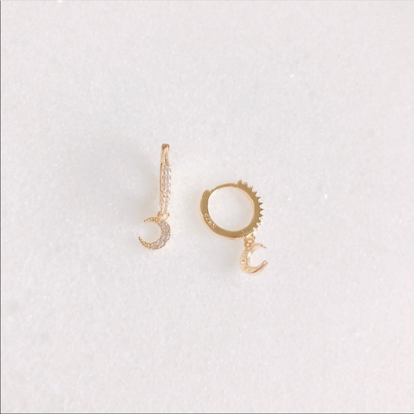 S925 silver moon hoop earrings - Picture 3 of 6